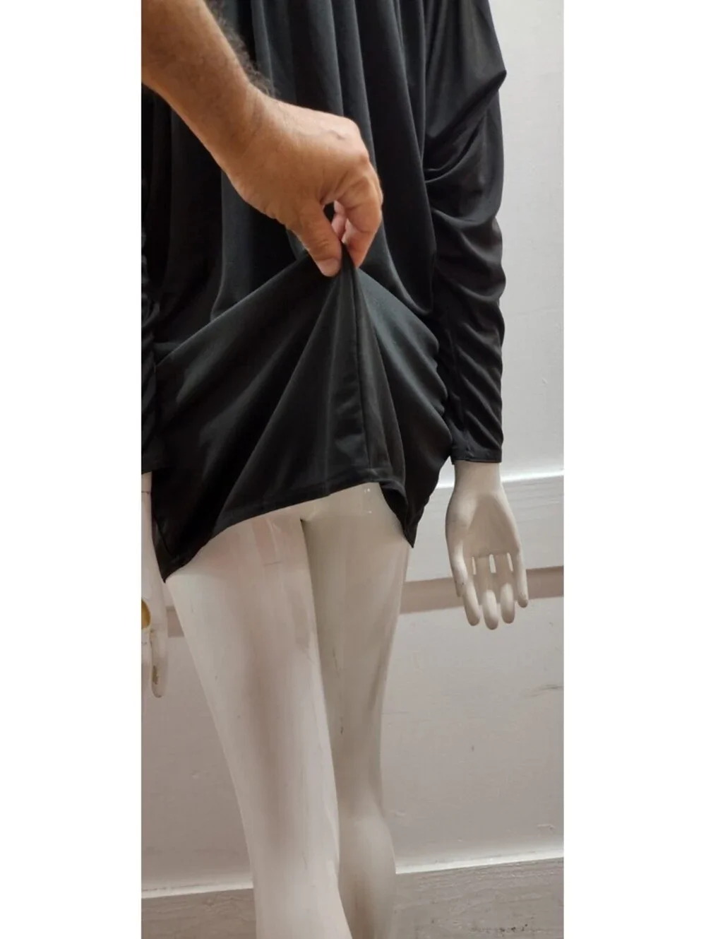 Bill Tice Black Disco Mini Dress Long Sleeve Studio 54 Chic AVANTE-GARDE 70s M/L